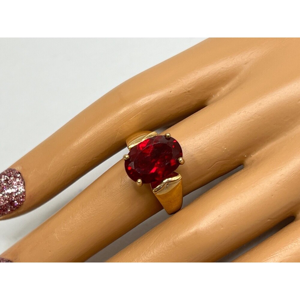 Vintage Ross Simons Gemstone Ring Gold Plated 925 Sterling Silver Ruby Ring sz 9